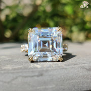 moissanite statement ring | pave engagement band | unique moissanite ring
