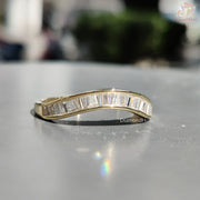  Classic Anniversary Ring | Baguette Cut Stacking Band | Dainty Moissanite Wedding Band 
