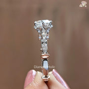 Dazzling Vintage Inspired Engagement Ring | Radiant Moissanite Diamond Band | Stylish Round Cut Bridal Jewelry