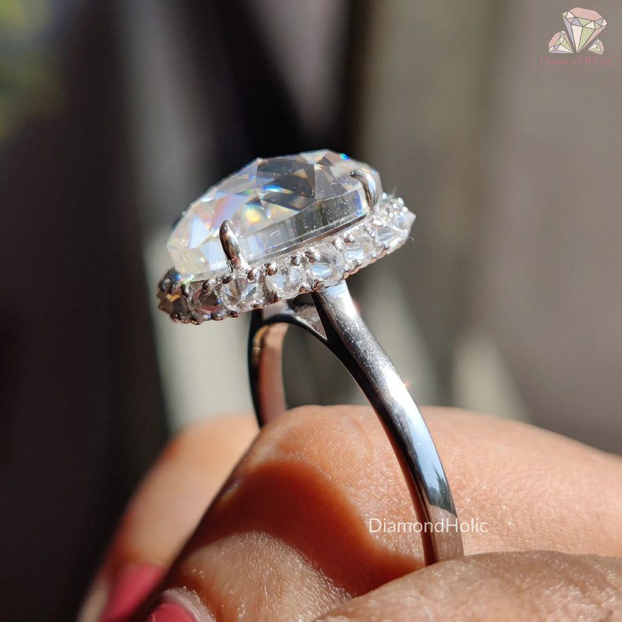 Elegant Rose Cut Moissanite Ring