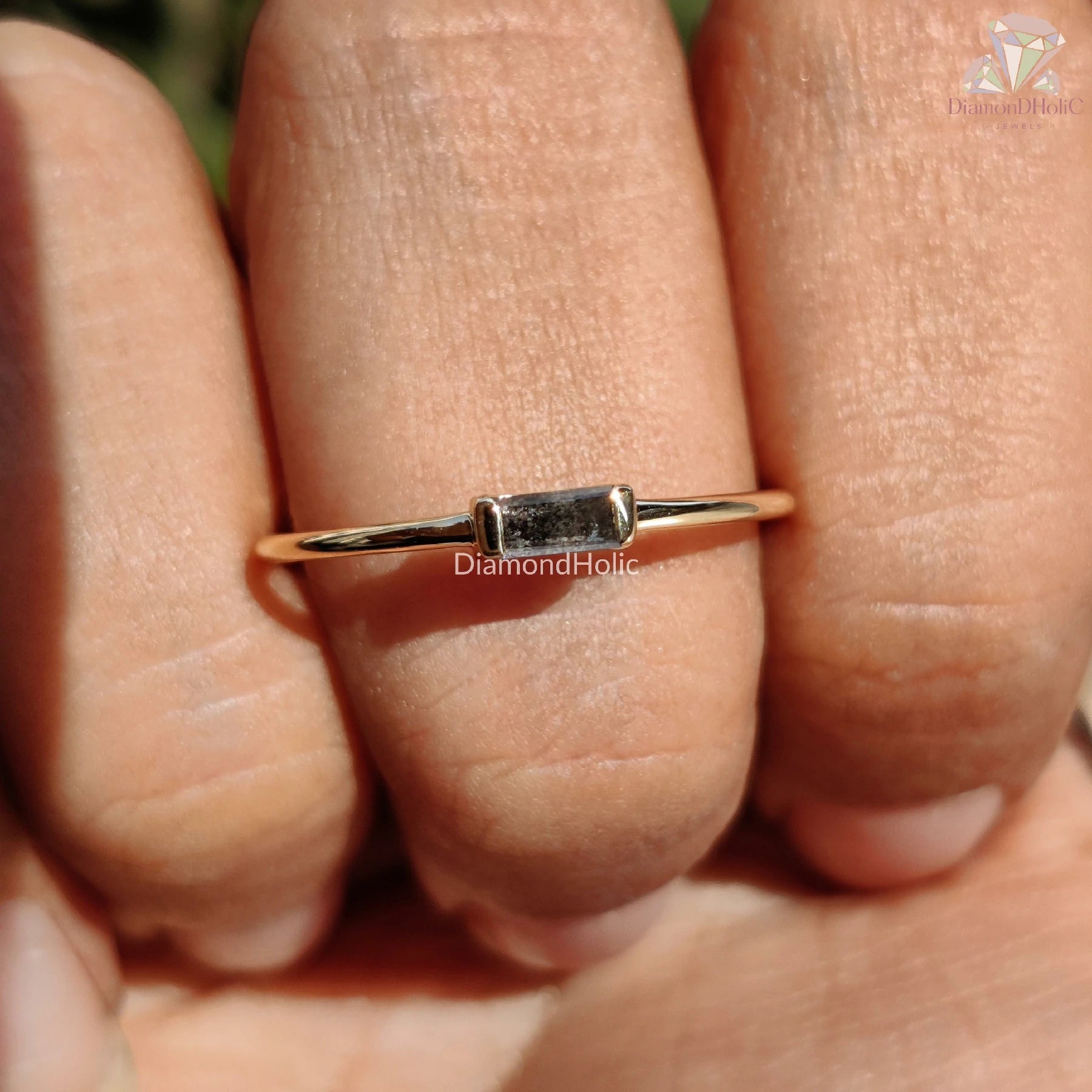 raw diamond ring | bar ring gold | minimalist diamond ring
