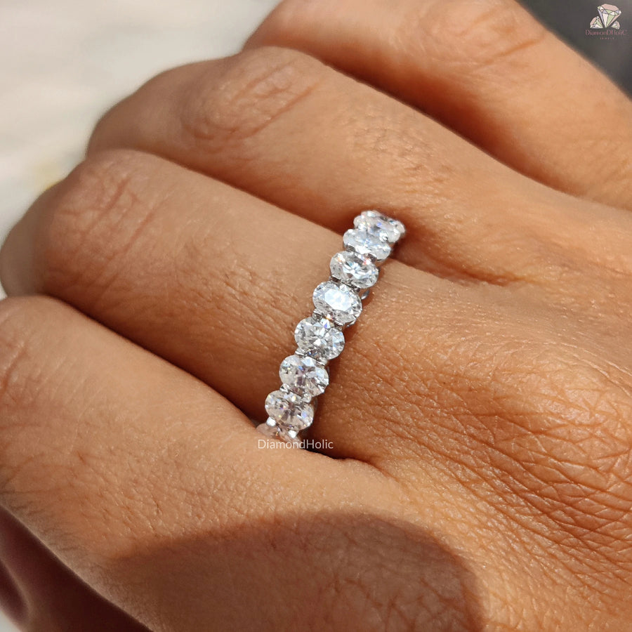 Oval Cut Wedding Band | Moissanite Eternity Ring | Elegant Band for Her

