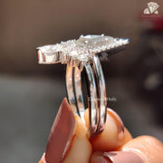 oval salt and pepper diamond, natural gemstone engagement ring, nature-inspired diamond ring,