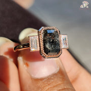 Neutral Tone Jewelry | Emerald Stone Ring | Three-Stone Band

