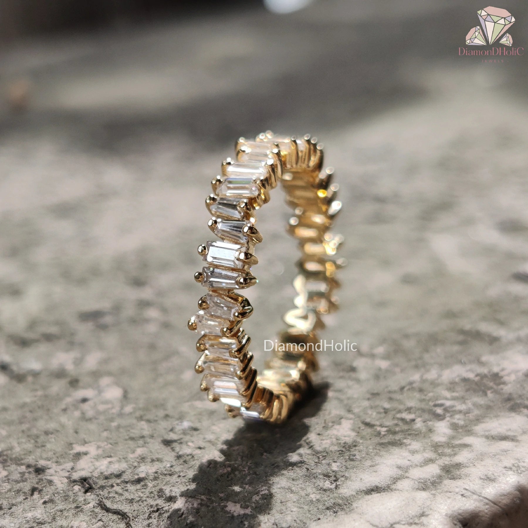 Baguette Cut Moissanite Band | Elegant Bridal Wedding Ring | Classic Sparkle Band

