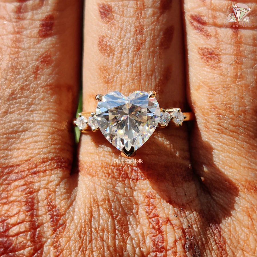 moissanite ring for women | handmade heart ring | wedding heart stone ring
