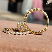 10K yellow gold ring | handcrafted moissanite | sparkle ring
