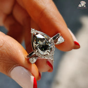 Gray Pear Cut Moissanite Ring