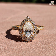 teardrop ring gold | radiant moissanite ring | handcrafted moissanite
