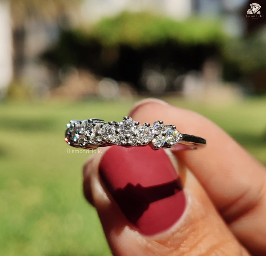 Promise Ring Elegance | Round Spark Magic | Solid Gold Ring

