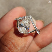Unique Pear Moissanite Ring | Elegant Engagement Ring | Cross Design Jewelry

