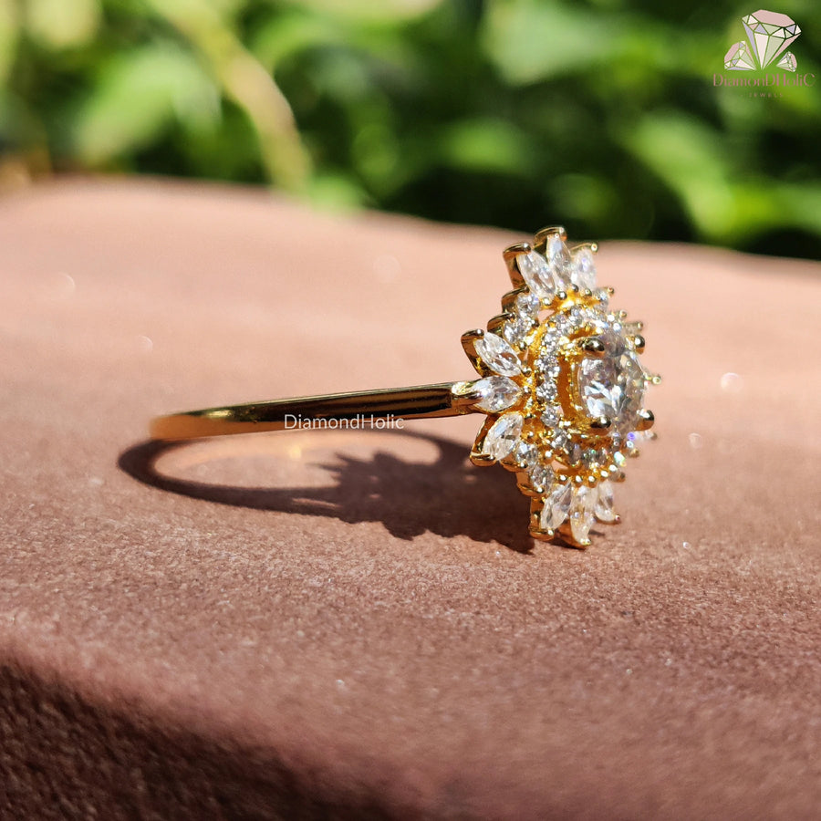 halo setting ring | vintage floral ring | elegant engagement ring

