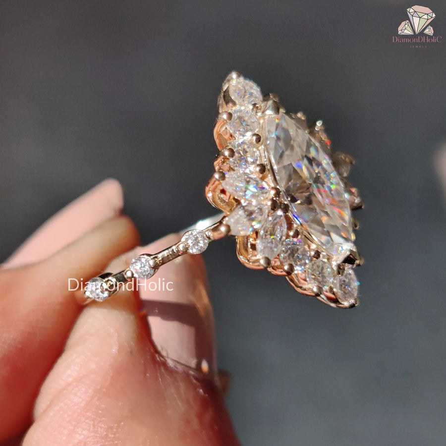 for Her, Promise Ring for Women, Wedding Proposal Ring, Fine Jewelry for Women, 2.0 Ct Halo Ring, Unique Marquise Cut Jewelry, Eye-Catching Moissanite Ring, Fashionable Moissanite Ring, Timeless Halo