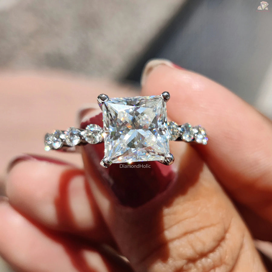 Handmade Moissanite Ring | Princess Cut Sparkle | Promise Band Gift

