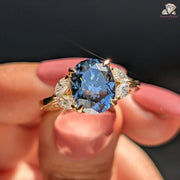 Royal Blue Oval Cut Moissanite Five Stone-Vintage Engagement Ring