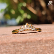 v shaped gold ring | moissanite wedding band | delicate moissanite ring
