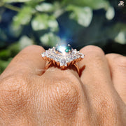 Green Moissanite Halo Band | Round Elegant Ring | Bridal Jewelry Set

