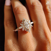 Marquise Cut Moissanite Floral Cluster Halo-Vintage Engagement Ring