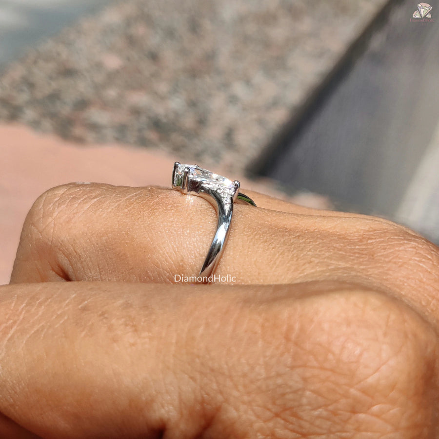 Chic Moissanite Wedding Ring | Kite Style Band | Designer Bridal Jewelry

