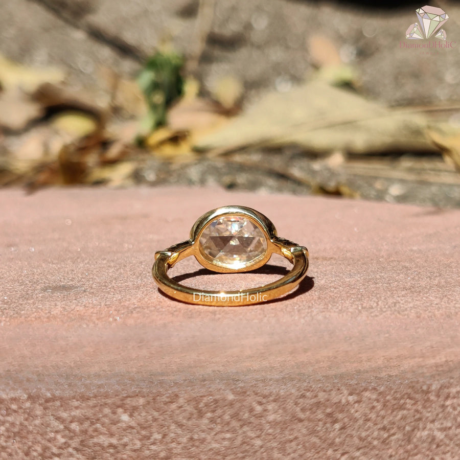 Modern rose cut Moissanite ring
