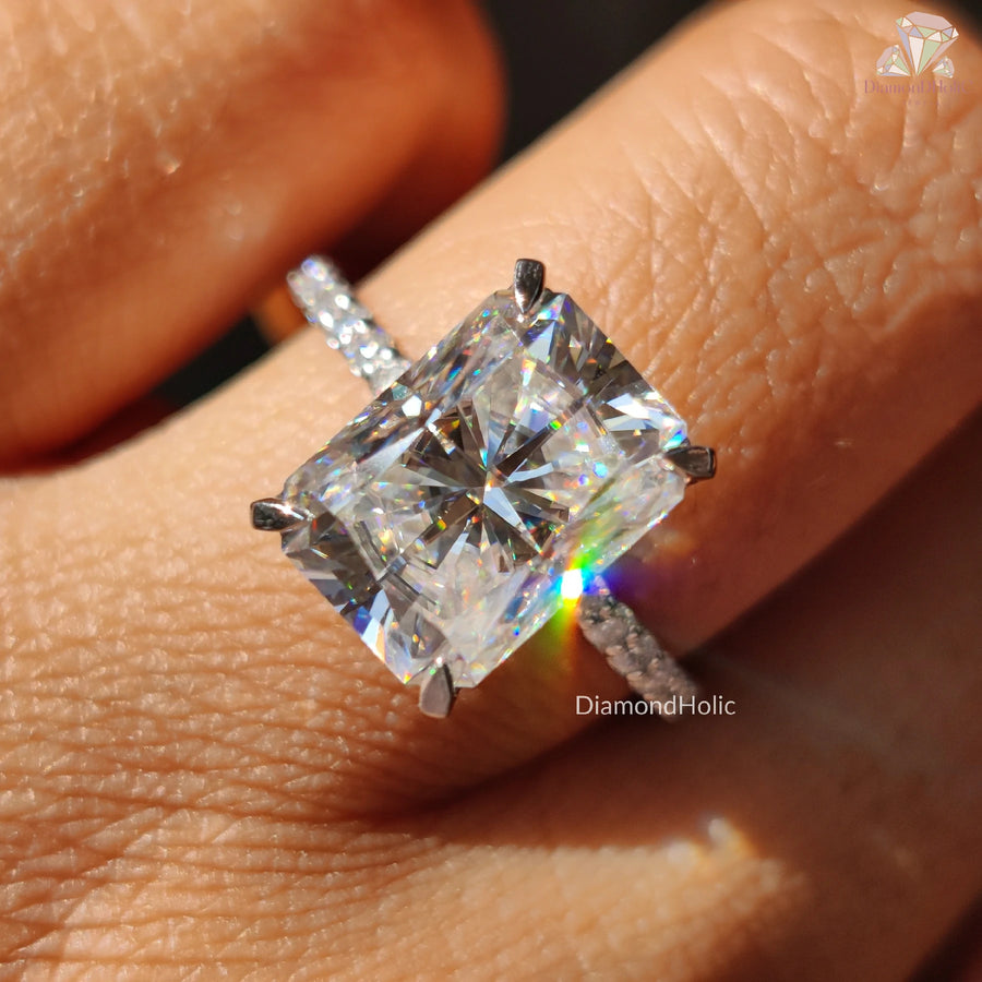 Elegant Radiant Cut Engagement Ring | Radiant Cut Moissanite Proposal Ring | Stunning Handmade Jewelry for Women