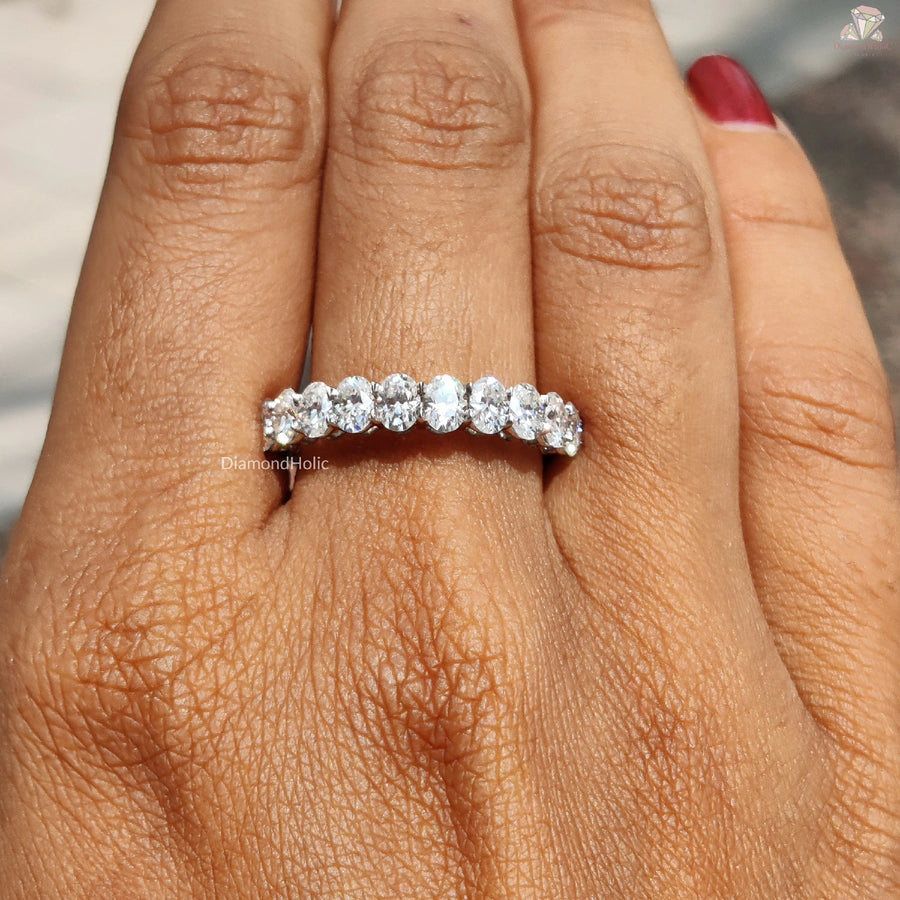 Simple Moissanite Band | Oval Eternity Ring | Bridal Jewelry Gift


