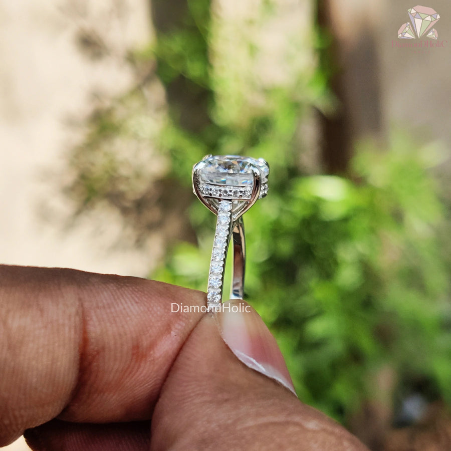 Gift For Her Ring | Moissanite Oval Love | Engagement Pave Ring

