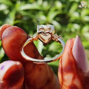 heart solitaire moissanite | gold heart cut engagement | side stone moissanite ring
