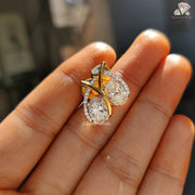 petite diamond studs | oval halo earrings | elegant diamond studs
