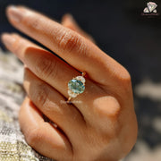 gemstone engagement ring | teal moissanite ring | oval cut engagement ring
