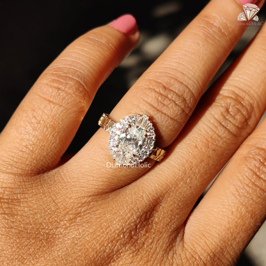 Timeless Hammered Shank Design | Classic Vintage Inspired Jewelry | Stunning Oval Cut Diamond Gift 