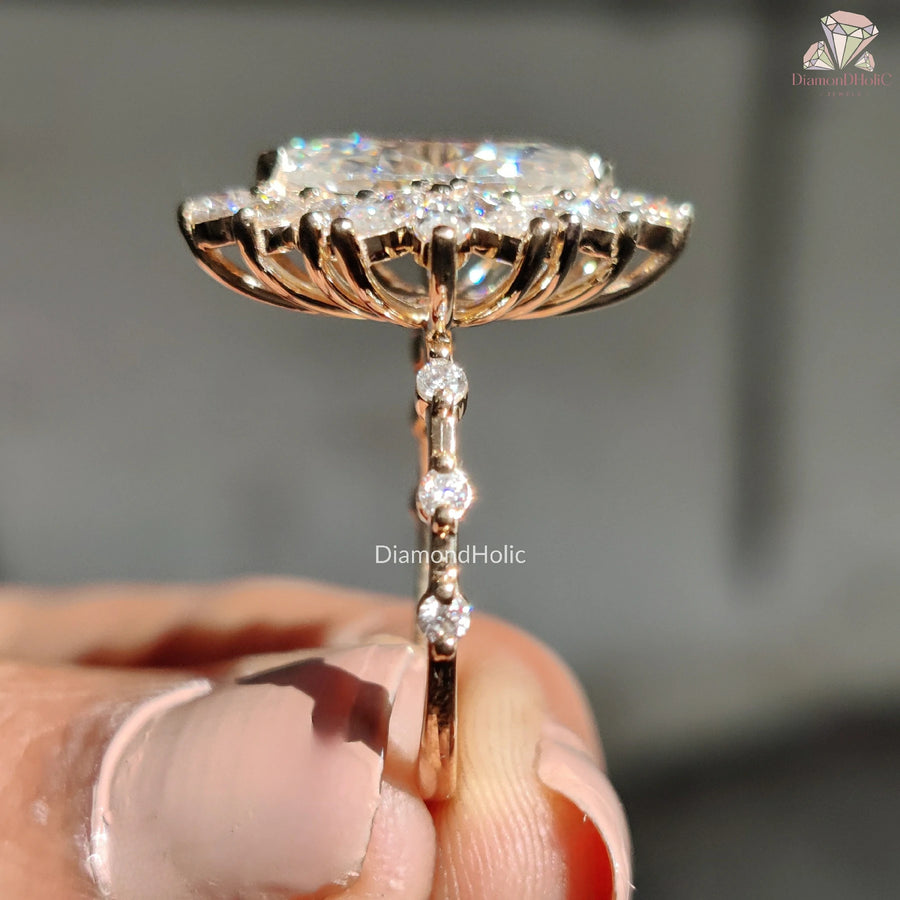 Gemstone Jewelry, Stunning Designer Bridal Ring, Sparkling Marquise Halo Design, Lavish Jewelry Gift