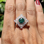 Round Cut Green Jewelry | Moissanite With Charm | Vintage Proposal Band

