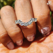 white gold moissanite ring | bridal curved band | stacking moissanite ring

