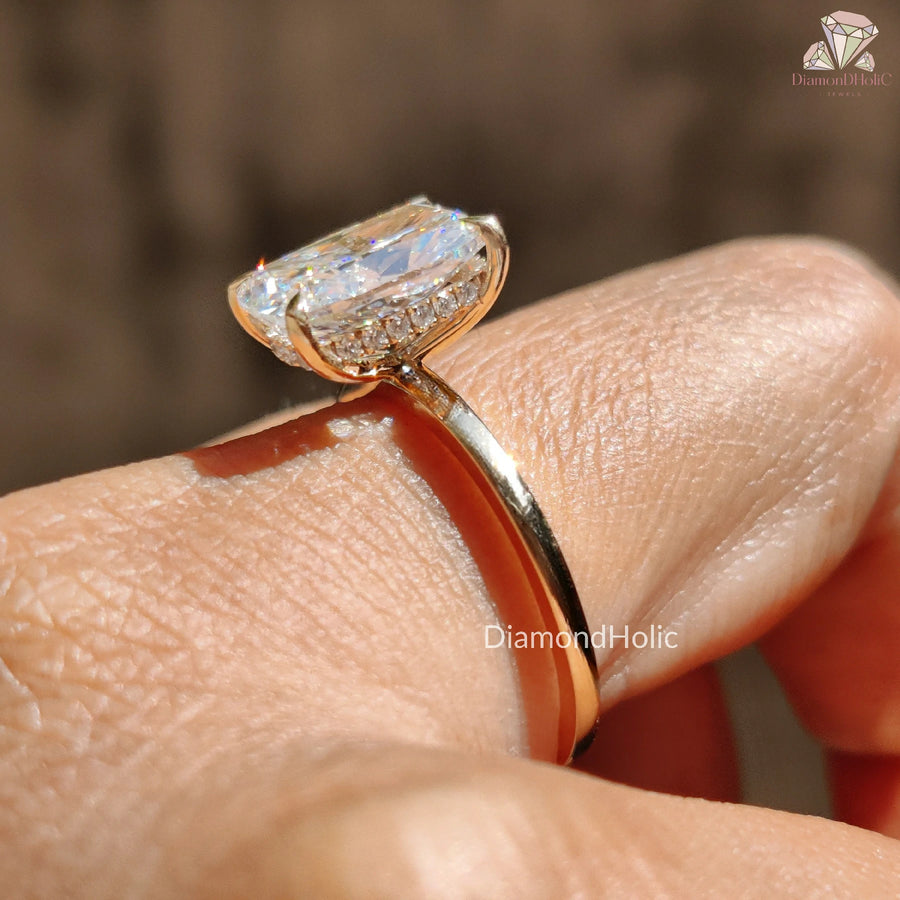 hidden halo engagement ring | sustainable diamond ring | elegant lab diamond
