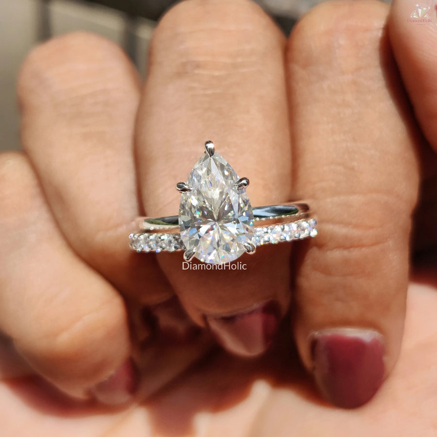 Moissanite Pear Bridal Set | Diamond Look Ring Set | Sparkling Gift

