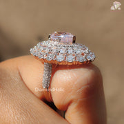 Romantic CZ Ring | Baby Pink Jewelry | Classic Halo Ring


