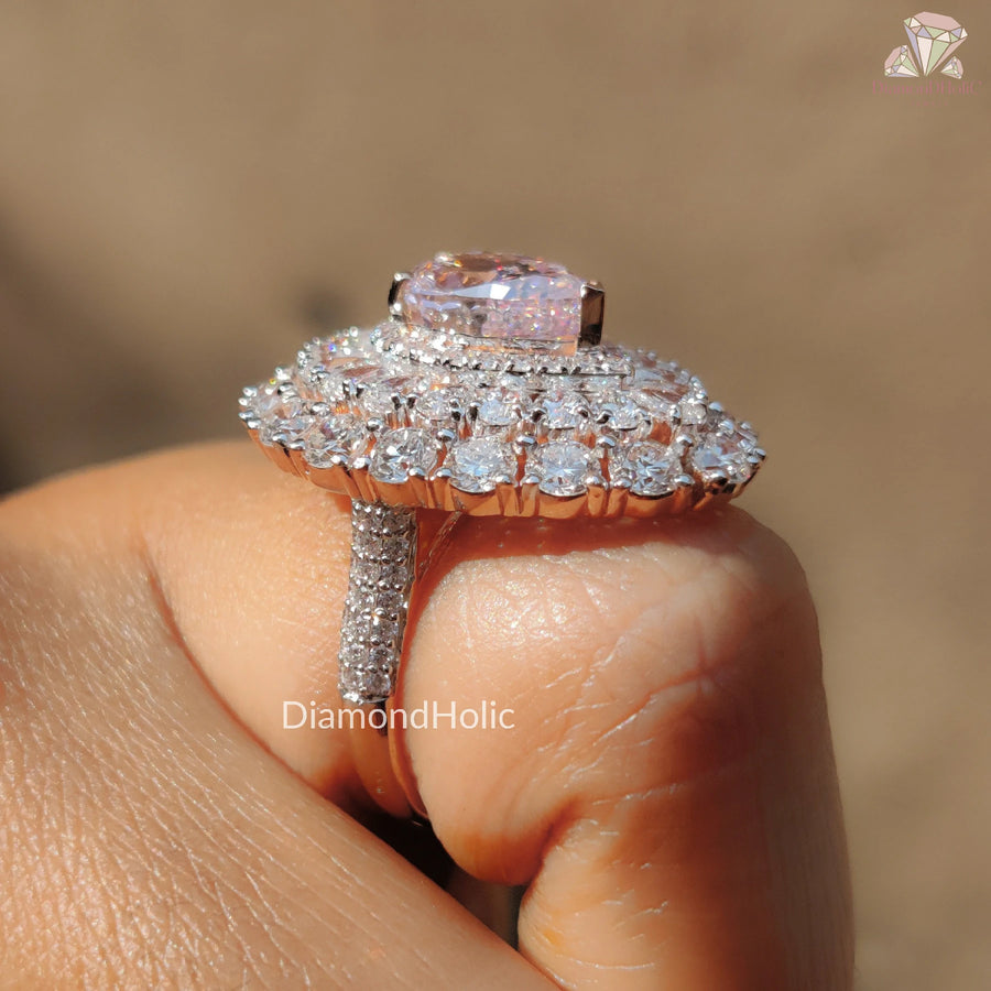 Romantic CZ Ring | Baby Pink Jewelry | Classic Halo Ring

