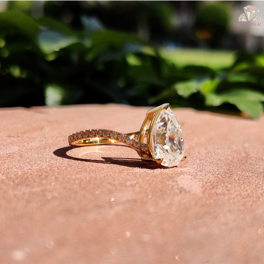 Elegant Pear Moissanite Ring for Women, Dainty Wedding Ring, Promise Ring, Anniversary Gift for Wife