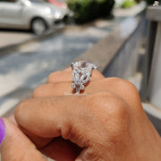 Feminine Moissanite Ring | Butterfly Accent Band | Oval Romance Ring

