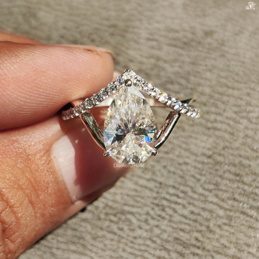 Pear Engagement Ring Gift | Beautiful Moissanite Ring | Love Band For Her

