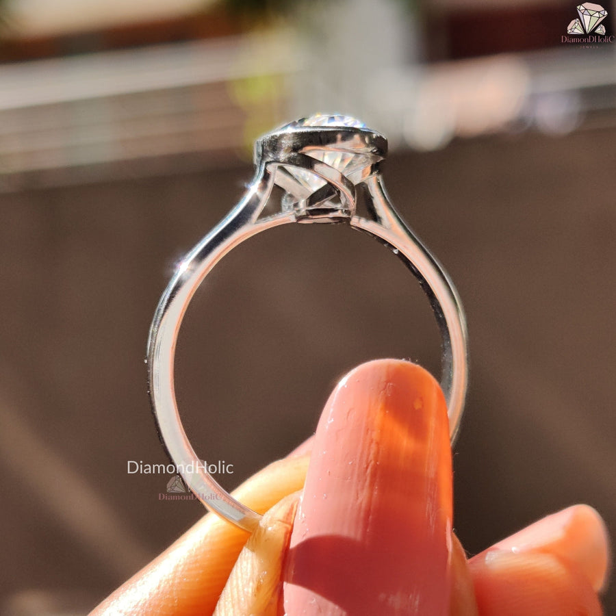 Bezel Set White Gold Solitaire Engagement Ring