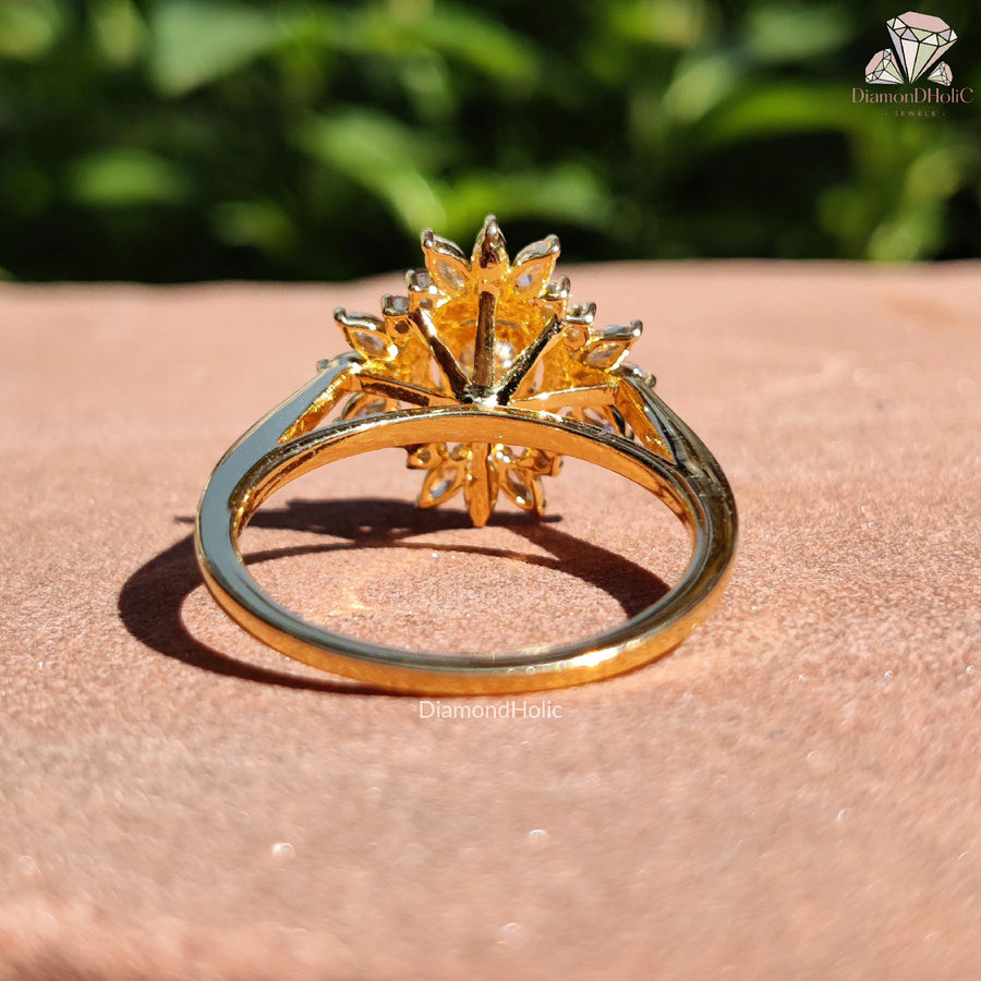 luxury moissanite ring | sunflower bridal jewelry | floral wedding ring
