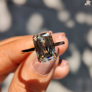 Emerald Cut Moissanite Hidden Halo Engagement Ring