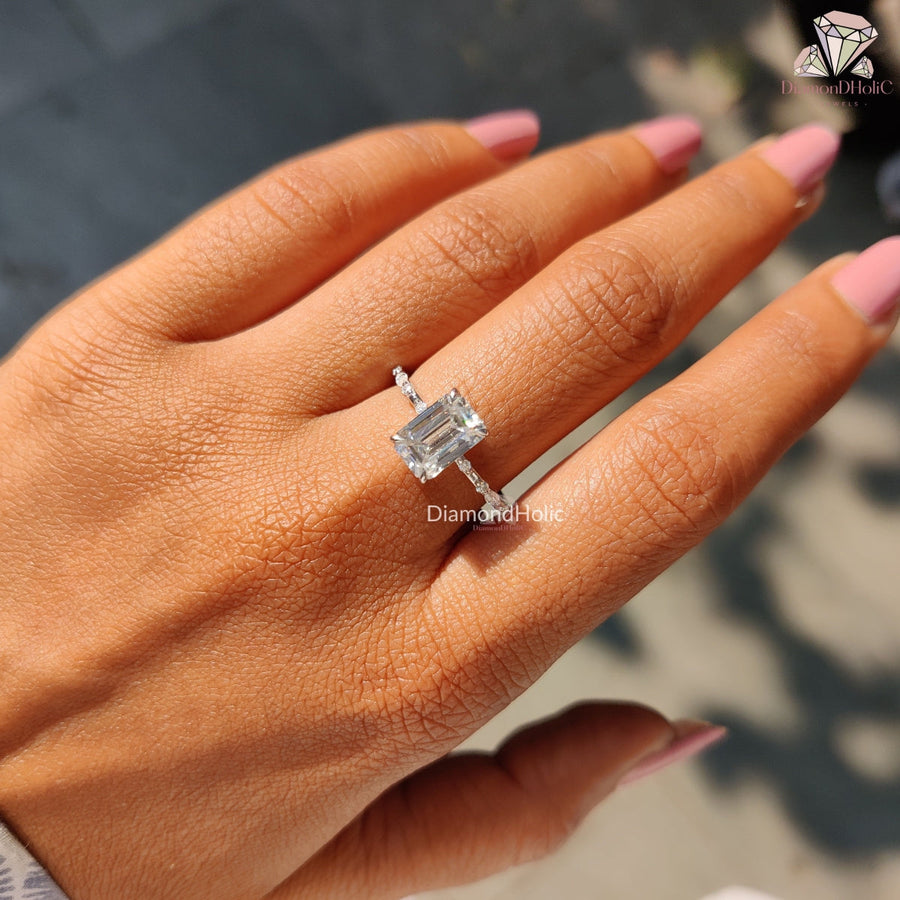 Emerald Cut Moissanite Ring For Women