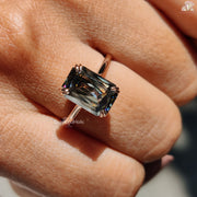 Emerald Cut Moissanite Solitaire White Gold Engagement Ring