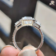 Emerald Cut Moissanite White Gold Engagement Ring 