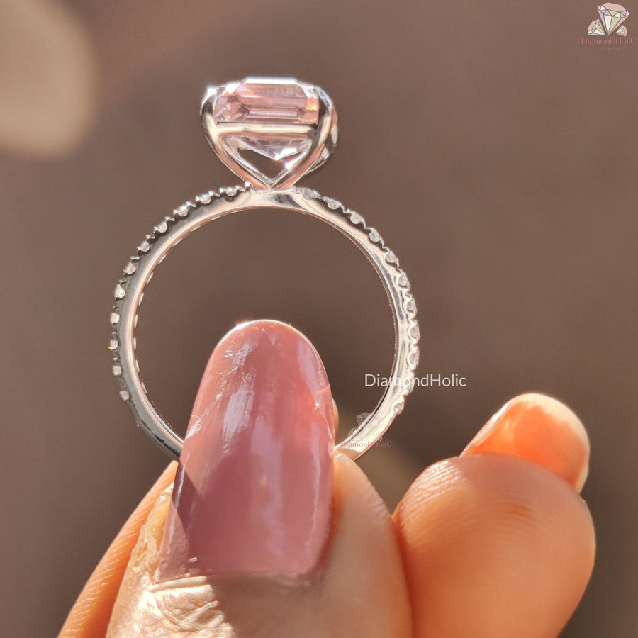 Emerald Cut Morganite White Gold Engagement Ring