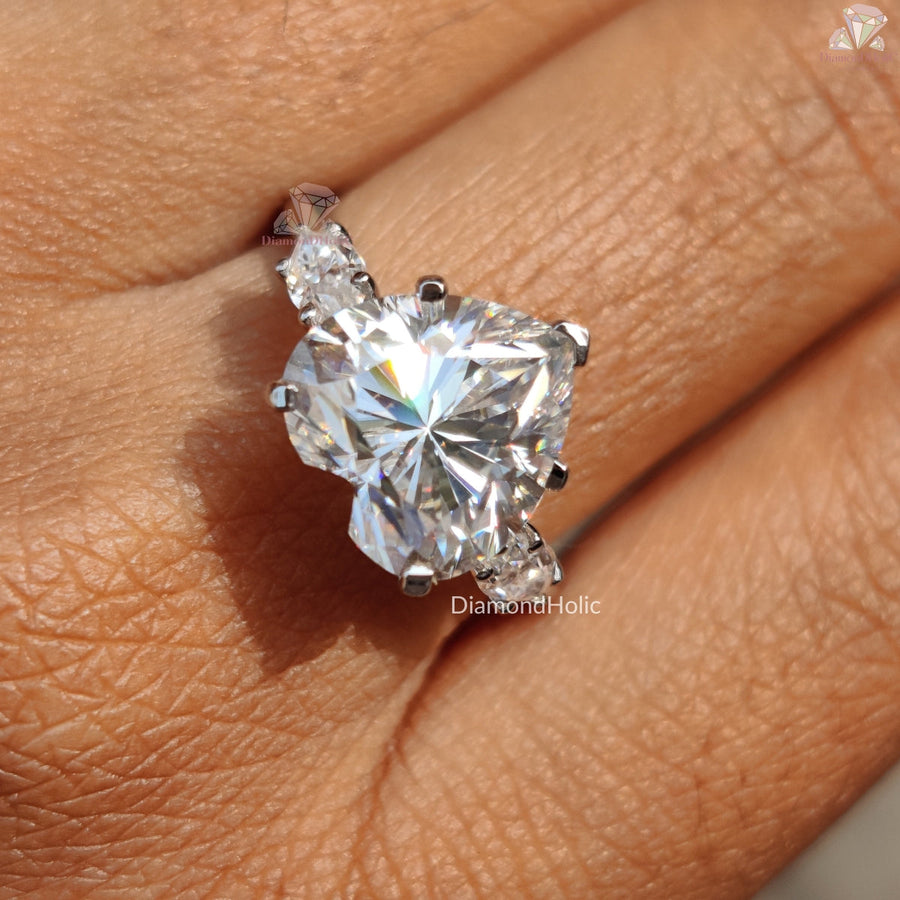 Heart Cut Three Stone Moissanite Promise Rings 