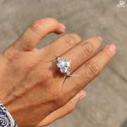 Heart Cut with Marquise Accents Moissanite Engagement Ring